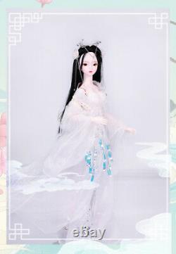 60cm BJD Doll Girls Doll Gifts with Makeup Black Wig Eyes Dress Full Set Kid Toy