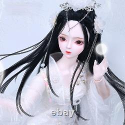 60cm BJD Doll Girls Doll Gifts with Makeup Black Wig Eyes Dress Full Set Kid Toy