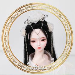 60cm BJD Doll Girls Doll Gifts with Makeup Black Wig Eyes Dress Full Set Kid Toy