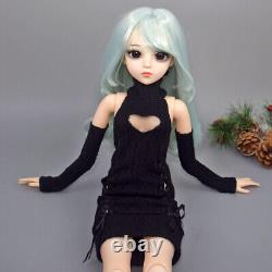 60cm Girl Doll Changeable Wigs Sweater Dress Shoes and Face Makeup Full Set Toy