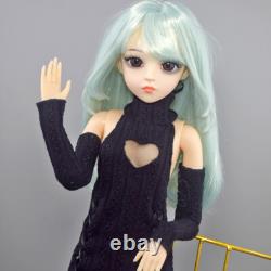 60cm Girl Doll Changeable Wigs Sweater Dress Shoes and Face Makeup Full Set Toy