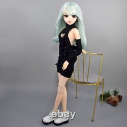 60cm Girl Doll Changeable Wigs Sweater Dress Shoes and Face Makeup Full Set Toy
