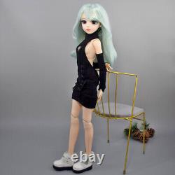 60cm Girl Doll Changeable Wigs Sweater Dress Shoes and Face Makeup Full Set Toy