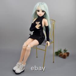 60cm Girl Doll Changeable Wigs Sweater Dress Shoes and Face Makeup Full Set Toy