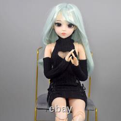 60cm Girl Doll Changeable Wigs Sweater Dress Shoes and Face Makeup Full Set Toy