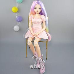 60cm Girl Doll Curly Wig Clothes Skirt High Heeled Boots Full Set BJD Doll Toy