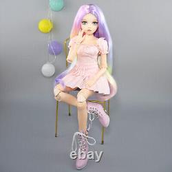 60cm Girl Doll Curly Wig Clothes Skirt High Heeled Boots Full Set BJD Doll Toy