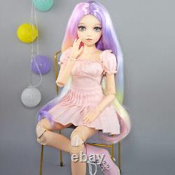 60cm Girl Doll Curly Wig Clothes Skirt High Heeled Boots Full Set BJD Doll Toy