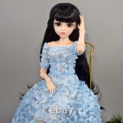 60cm Height Pretty Girl Doll + Black Wigs + Dress + Shoes + Makeup Full Set Toy