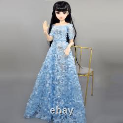 60cm Height Pretty Girl Doll + Black Wigs + Dress + Shoes + Makeup Full Set Toy