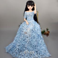 60cm Height Pretty Girl Doll + Black Wigs + Dress + Shoes + Makeup Full Set Toy
