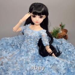 60cm Height Pretty Girl Doll + Black Wigs + Dress + Shoes + Makeup Full Set Toy