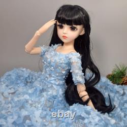 60cm Height Pretty Girl Doll + Black Wigs + Dress + Shoes + Makeup Full Set Toy