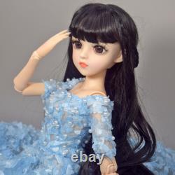60cm Height Pretty Girl Doll + Black Wigs + Dress + Shoes + Makeup Full Set Toy