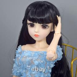 60cm Height Pretty Girl Doll + Black Wigs + Dress + Shoes + Makeup Full Set Toy
