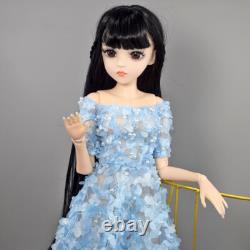 60cm Height Pretty Girl Doll + Black Wigs + Dress + Shoes + Makeup Full Set Toy