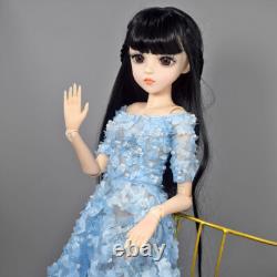 60cm Height Pretty Girl Doll + Black Wigs + Dress + Shoes + Makeup Full Set Toy
