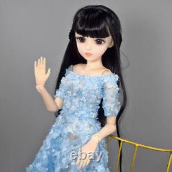 60cm Height Pretty Girl Doll + Black Wigs + Dress + Shoes + Makeup Full Set Toy