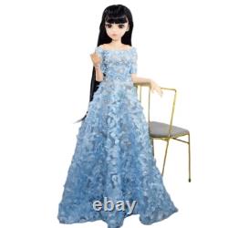 60cm Height Pretty Girl Doll + Black Wigs + Dress + Shoes + Makeup Full Set Toy