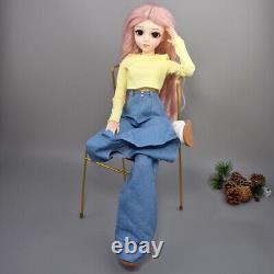 60cm Large Girl Doll Toy Face Makeup Clothes Pants Shoes Wigs Full Set Included