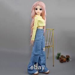 60cm Large Girl Doll Toy Face Makeup Clothes Pants Shoes Wigs Full Set Included