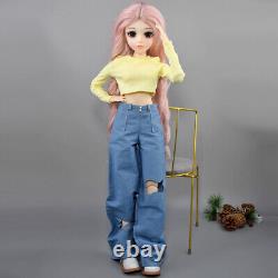 60cm Large Girl Doll Toy Face Makeup Clothes Pants Shoes Wigs Full Set Included