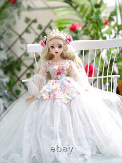 Assembled Full Set 1/3 BJD Doll 60cm Ball Jointed Flower Wedding Dress Bride Toy