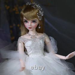 Assembled Full Set 1/3 BJD Doll 60cm Girl Toy with Removable Eyes Wedding Dress