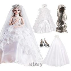 Assembled Full Set 1/3 Ball Jointed Girls 60cm BJD Doll Wedding Dress Bride Toys