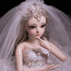 Assembled Full Set 1/3 Ball Jointed Girls 60cm BJD Doll Wedding Dress Bride Toys