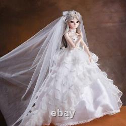 Assembled Full Set 1/3 Ball Jointed Girls 60cm BJD Doll Wedding Dress Bride Toys