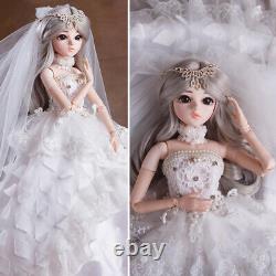 Assembled Full Set 1/3 Ball Jointed Girls 60cm BJD Doll Wedding Dress Bride Toys