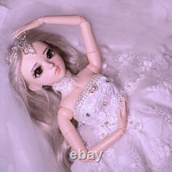 Assembled Full Set 1/3 Ball Jointed Girls 60cm BJD Doll Wedding Dress Bride Toys