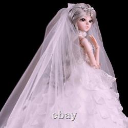 Assembled Full Set 1/3 Ball Jointed Girls 60cm BJD Doll Wedding Dress Bride Toys