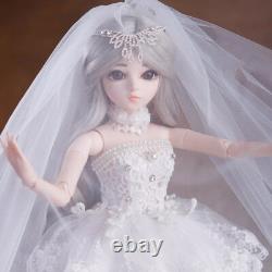 Assembled Full Set 1/3 Ball Jointed Girls 60cm BJD Doll Wedding Dress Bride Toys