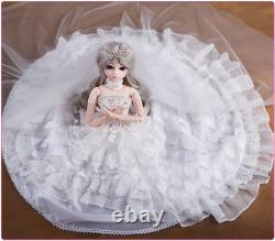 Assembled Full Set 1/3 Ball Jointed Girls 60cm BJD Doll Wedding Dress Bride Toys