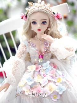 BJD 1/3 Girl Doll Changeable Eyes + Face Makeup + Dress Full Set Pretty Gift Toy