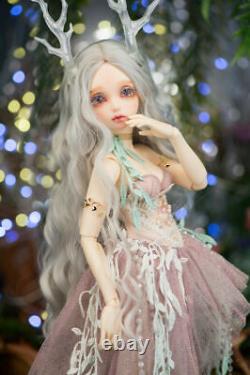 BJD Doll 1/4 Fairy Princess Dress Eyes Wigs Shoes Outfits Makeup FULL Set Toys