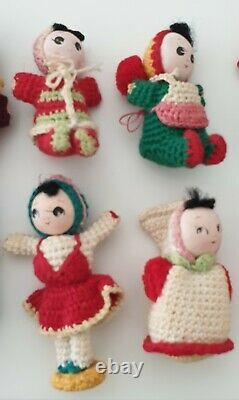 China Crochet hand-made toy dolls 1960-70s full set of twelve in original box