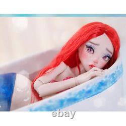 FULL SET 1/4 BJD Doll Ball Jointed Girl Face Makeup Wig Hair Mermaid Clothes Toy