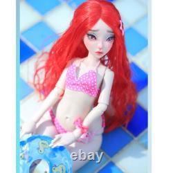 FULL SET 1/4 BJD Doll Ball Jointed Girl Face Makeup Wig Hair Mermaid Clothes Toy
