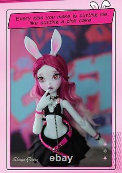 Floppy Ears 1/4 BJD Doll Girl Bunny Toys Resin Ball Jointed Body Eyes Wig Makeup