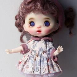 Full Set 1/12 BJD Doll 15cm Girl Doll Resin Head Movable Eyes Wig Makeup Kid Toy