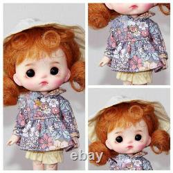 Full Set 1/12 BJD Doll 15cm Girl Doll Resin Head Opened Eyes Wig Replaceable Toy