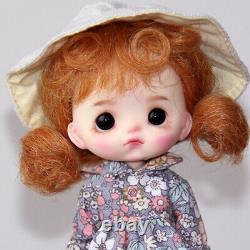 Full Set 1/12 BJD Doll 15cm Girl Doll Resin Head Opened Eyes Wig Replaceable Toy