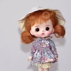 Full Set 1/12 BJD Doll 15cm Mini Girl Doll Resin Head Moveable Eyes Wigs Toys