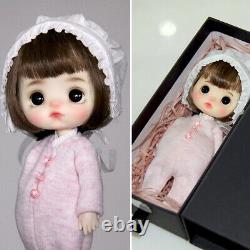 Full Set 1/12 BJD Doll Mini Resin Girl Doll with Pink Outfits Moveable Eyes Toys