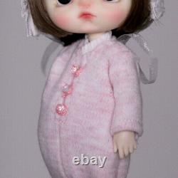 Full Set 1/12 BJD Doll Mini Resin Girl Doll with Pink Outfits Moveable Eyes Toys