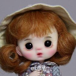 Full Set 1/12 BJD Doll Resin Head with Outfit Hat Wigs Eyes Makeup Cute Kids Toy