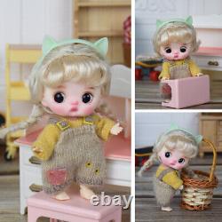 Full Set 1/12 Resin Head BJD Doll 10cm Mini Cute Dolls + Lovely Clothes DIY Toys